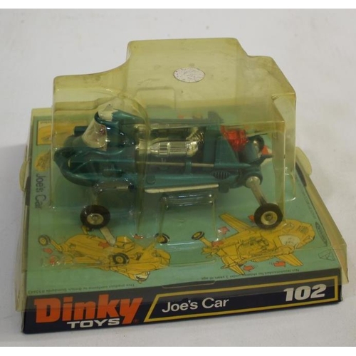 1508 - DINKY TOYS - JOE'S CAR 102 Joe's Car, in metallic green with red engine thruster and driver. In a bu... 