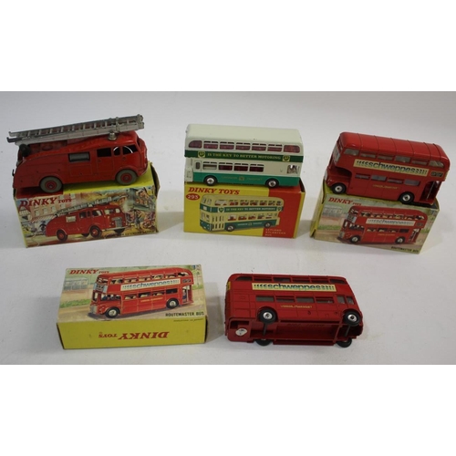 1511 - DINKY TOYS boxed models including 955 Fire Engine, 289 Routemaster Bus (x2 Schweppes), and 293 Leyla... 