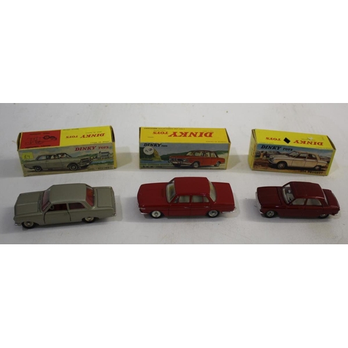 1514 - FRENCH DINKY TOYS  3 boxed items including 542 Opal Rekord (grey body), 510 204 Peugeot (metallic re... 