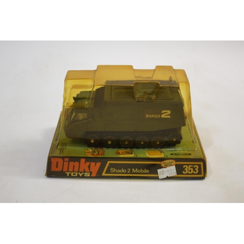 1521 - DINKY TOYS - SHADO 2 MOBILE 353 Shado 2 Mobile in a bubble pack box, with a green body and white int... 