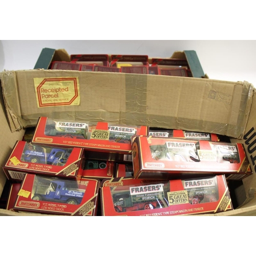 1547 - MATCHBOX MODELS OF YESTERYEAR 2 boxes with approx 70 red boxed models, including some Steam Wagon's.... 