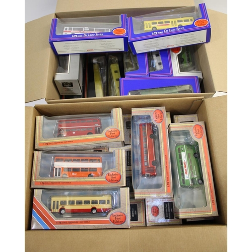 1573 - GILBOW EXCLUSIVE FIRST EDITIONS BUSES 2 boxes with approx 47 boxed Gilbow boxed buses, 1:76 scale in... 