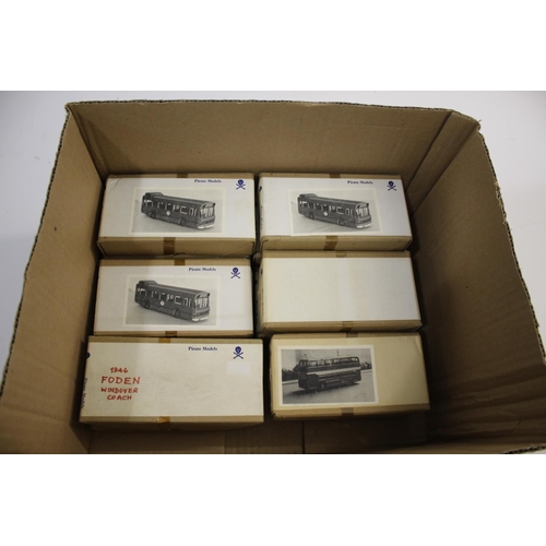 1597 - PIRATE MODELS - BOXED BUS KITS 14 boxed metal kits by Pirate Models, most look unused. Including No ... 