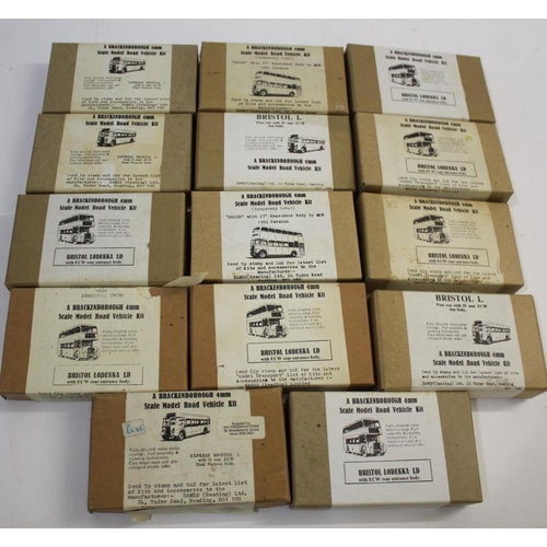 1605 - BRACKENBOROUGH BOXED BUS KITS 14 boxed white metal bus kits, all look unused and most not opened. In... 