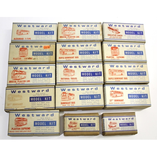 1607 - WESTWARD BOXED BUS KITS 15 boxed white metal kits, all look unused and some not opened. Including Fo... 