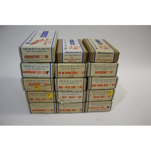 1607 - WESTWARD BOXED BUS KITS 15 boxed white metal kits, all look unused and some not opened. Including Fo... 