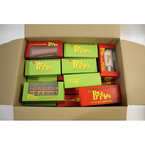 1617 - BRITBUS BOXED LIMITED EDITION MODEL BUSES approx 47 boxed model buses (red and green boxes), includi... 