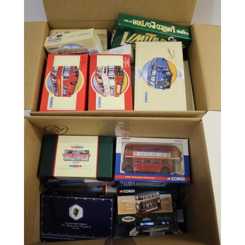 1636 - CORGI BOXED MODEL BUSES 2 boxes with various boxed model buses, including 91863 Yorkshire Rider, 918... 