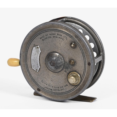 2128 - HARDY 'SILEX MAJOR' FISHING REEL - NEW ZEALAND INTEREST a 4' alloy reel with brass foot, ivorine bra... 