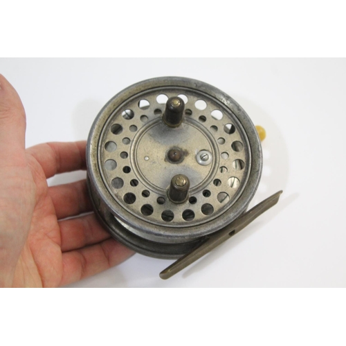 2128 - HARDY 'SILEX MAJOR' FISHING REEL - NEW ZEALAND INTEREST a 4' alloy reel with brass foot, ivorine bra... 