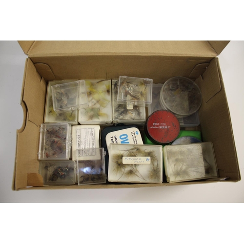 2133 - VINTAGE FISHING FLIES & FLY TINS 2 boxes including a collection of well made vintage flies, mostly i... 