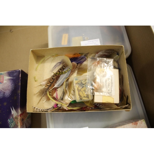 2134 - FLY TYING ACCESSORIES a large qty of fly tying accessories, including a large qty of feathers with s... 