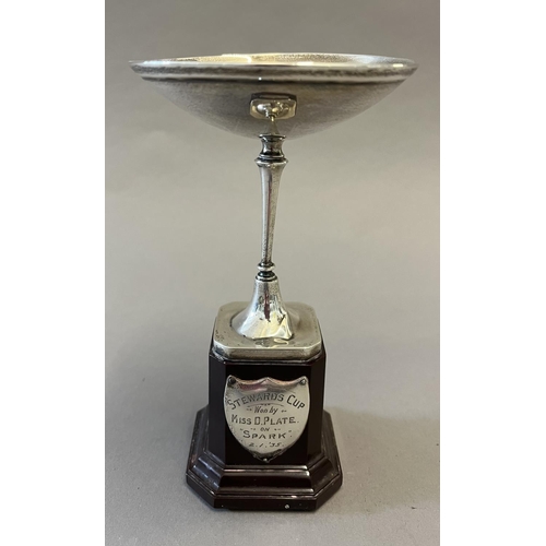 66 - Silver Hallmarked Trophy On a Wooden Stand (Stewards Cup)