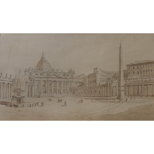 508 - ENGLISH SCHOOL, 19th CENTURY VIEWS IN ROME: FORO ROMANO; ST PETER'S SQUARE; BATHS OF PAULUS EMILIUS;... 