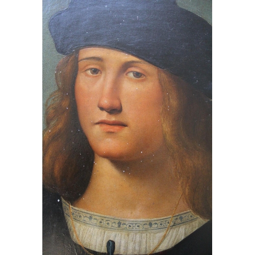 559 - MANNER OF ANDREA SOLARIO (1460-1524) PORTRAIT OF A YOUNG MAN Bust length, wearing a dark cloak and c... 