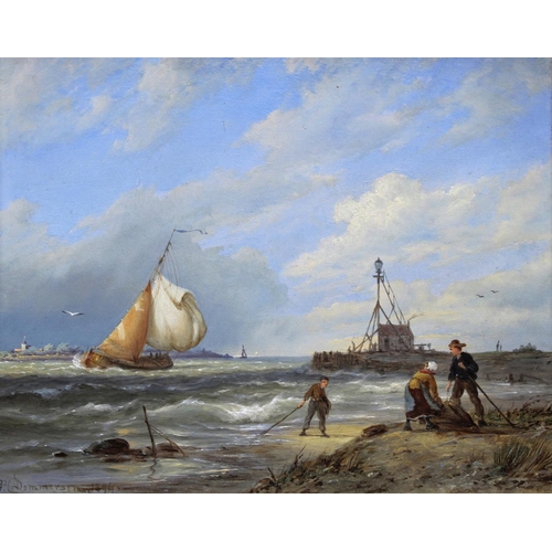 574 - PIETER CHRISTIAAN DOMMERSEN (1833-1908) FISHERFOLK ON A SHORE A pair, both signed and dated 1894, ar... 