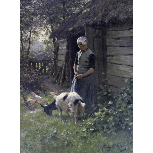 575 - WILLY MARTENS (1856-1927) THE GOAT GIRL Signed, oil on canvas 66 x 49cm. Provenance: Sheffield, The ... 