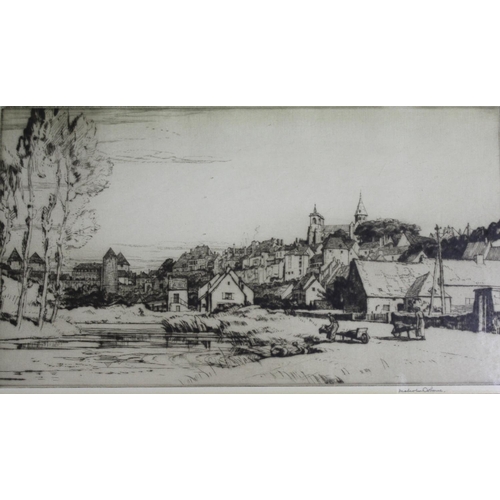 609 - MALCOLM OSBORNE, CBE, RA (1880-1963) SEMUR EN AUXOIS Etching with drypoint, 1937, signed 20 x 36.5c... 