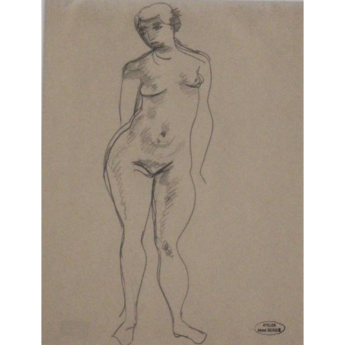 617 - ANDRE DERAIN (1880-1954) SEATED FEMALE NUDE With atelier stamp and a later sale stamp, pencil on li... 