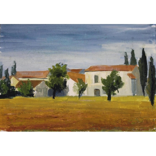 620 - MADIE FEUZ (20th Century) FARMHOUSE; VILLAGE BUILDINGS Two, both signed and dated 60, gouache, one ... 