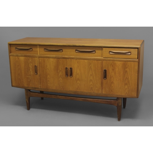 706 - G PLAN TEAK SIDEBOARD - FRESCO a large teak sideboard with one long drawer and two shorter drawers, ... 