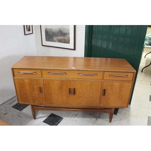 706 - G PLAN TEAK SIDEBOARD - FRESCO a large teak sideboard with one long drawer and two shorter drawers, ... 