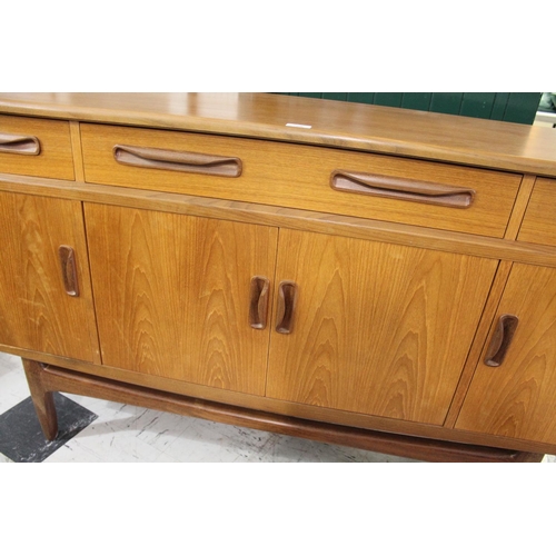 706 - G PLAN TEAK SIDEBOARD - FRESCO a large teak sideboard with one long drawer and two shorter drawers, ... 