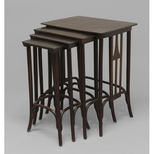 714 - ART NOUVEAU SECCESSIONIST NEST OF TABLES a set of four graduated Seccessionist tables, each with rid... 