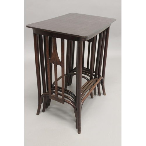 714 - ART NOUVEAU SECCESSIONIST NEST OF TABLES a set of four graduated Seccessionist tables, each with rid... 