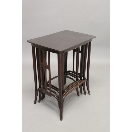 714 - ART NOUVEAU SECCESSIONIST NEST OF TABLES a set of four graduated Seccessionist tables, each with rid... 