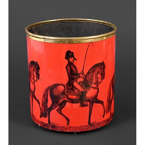 732 - VINTAGE FORNASETTI PAPER BIN the cylindrical bin with a lithographed repeating design of a soldier o... 