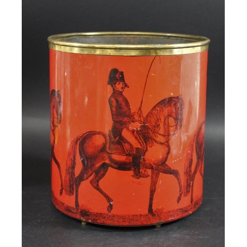 732 - VINTAGE FORNASETTI PAPER BIN the cylindrical bin with a lithographed repeating design of a soldier o... 