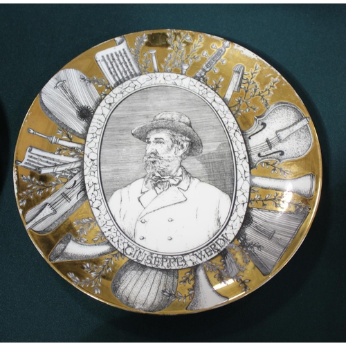 733 - FORNASETTI PLATES - GRANDI MAESTRI three Grandi Maestri plates with depictions of Verdi, Bellini and... 