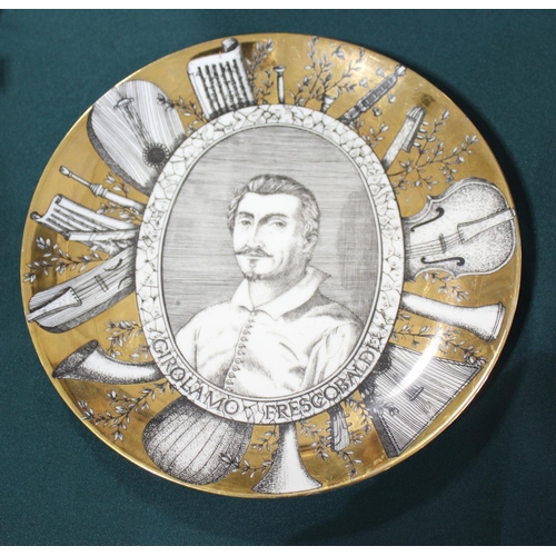 733 - FORNASETTI PLATES - GRANDI MAESTRI three Grandi Maestri plates with depictions of Verdi, Bellini and... 