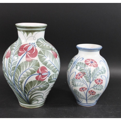 741 - LAURENCE MCGOWAN (B 1942) - LARGE STUDIO POTTERY VASE a large stoneware vase painted with flowers an... 