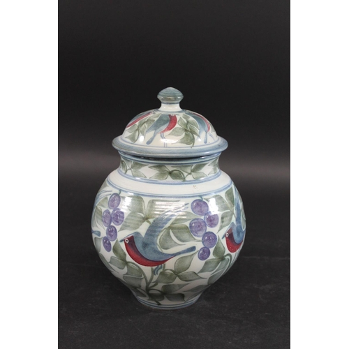 744 - LAURENCE MCGOWAN (B 1942) - STUDIO POTTERY LIDDED JAR a stoneware jar of bulbous form, with a dome t... 