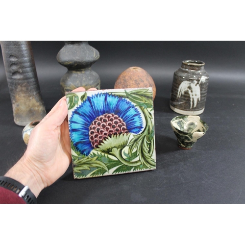 750 - ROBIN WELCH STUDIO POTTERY VASE a small stoneware vase of compressed form and circular base, with a ... 