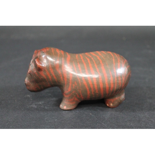 752 - SIDDIG EL NIGOUMI (1931-1996) POTTERY HIPPO - 1988 a small pottery model of a Hippo with a stripe ef... 