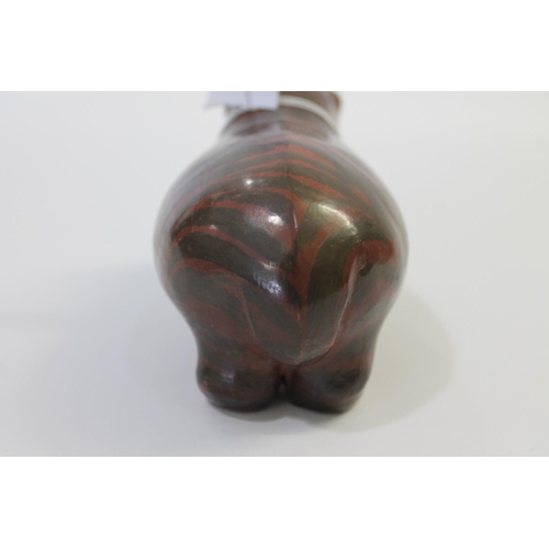 752 - SIDDIG EL NIGOUMI (1931-1996) POTTERY HIPPO - 1988 a small pottery model of a Hippo with a stripe ef... 