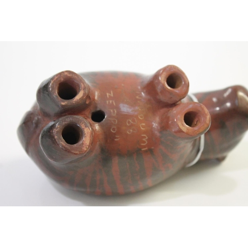 752 - SIDDIG EL NIGOUMI (1931-1996) POTTERY HIPPO - 1988 a small pottery model of a Hippo with a stripe ef... 