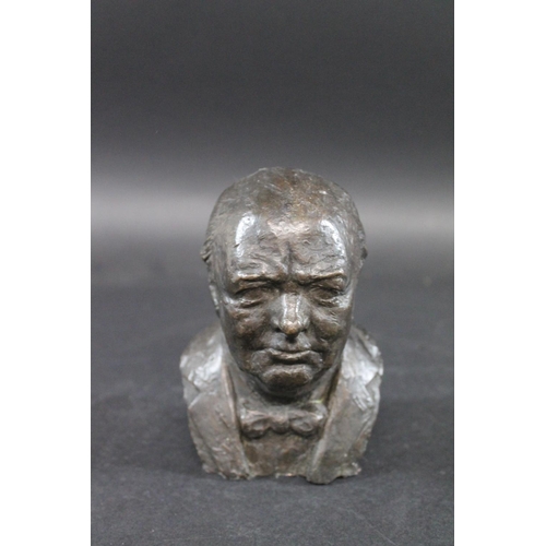 754 - FRANTA BELSKY (1921-2000) - BRONZE BUST OF WINSTON CHURCHILL a small bronze cast portrait bust of Wi... 