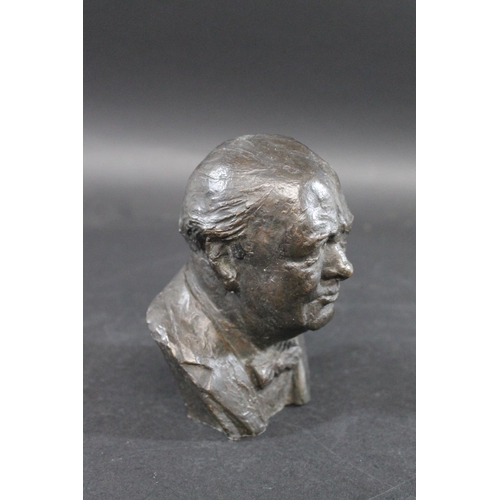 754 - FRANTA BELSKY (1921-2000) - BRONZE BUST OF WINSTON CHURCHILL a small bronze cast portrait bust of Wi... 