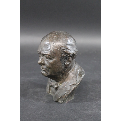 754 - FRANTA BELSKY (1921-2000) - BRONZE BUST OF WINSTON CHURCHILL a small bronze cast portrait bust of Wi... 