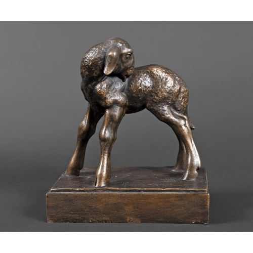 756 - RAYMOND DE MEESTER (BELGIUM 1904-1995) - BRONZE LAMB a bronze figure of a lamb, the animal standing ... 