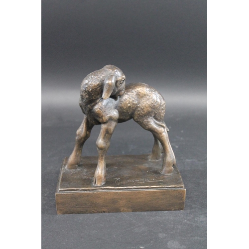 756 - RAYMOND DE MEESTER (BELGIUM 1904-1995) - BRONZE LAMB a bronze figure of a lamb, the animal standing ... 