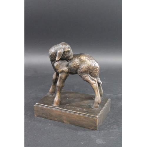 756 - RAYMOND DE MEESTER (BELGIUM 1904-1995) - BRONZE LAMB a bronze figure of a lamb, the animal standing ... 