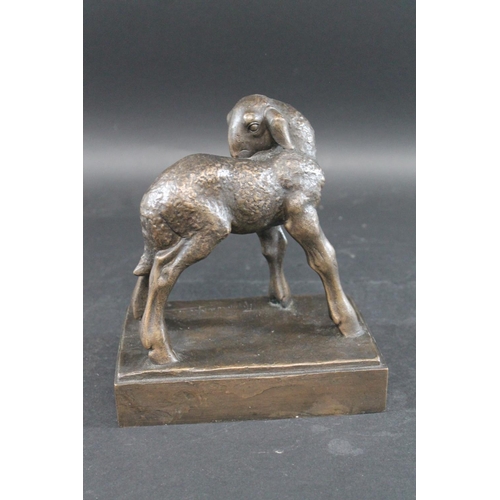 756 - RAYMOND DE MEESTER (BELGIUM 1904-1995) - BRONZE LAMB a bronze figure of a lamb, the animal standing ... 