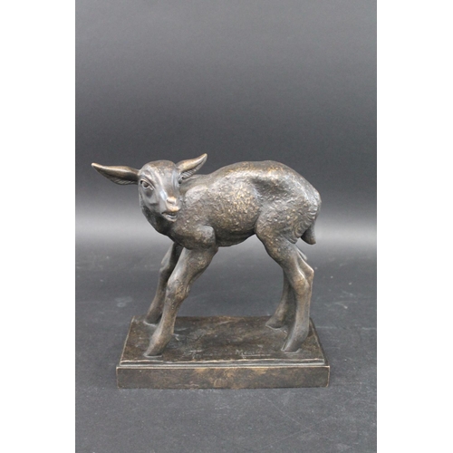 757 - RAYMOND DE MEESTER (BELGIUM 1904-1995) - BRONZE OF A LAMB a large bronze figure of standing lamb, mo... 