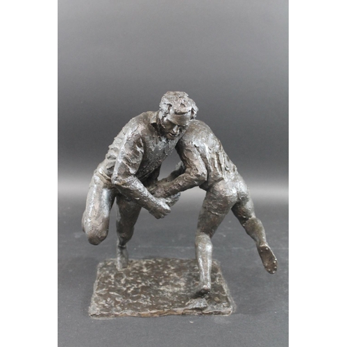 758 - JOHN BONAR DUNLOP ARBS (NEW ZEALAND 1916-1992) - LARGE BRONZE OF RUGBY PLAYERS a large bronze group ... 