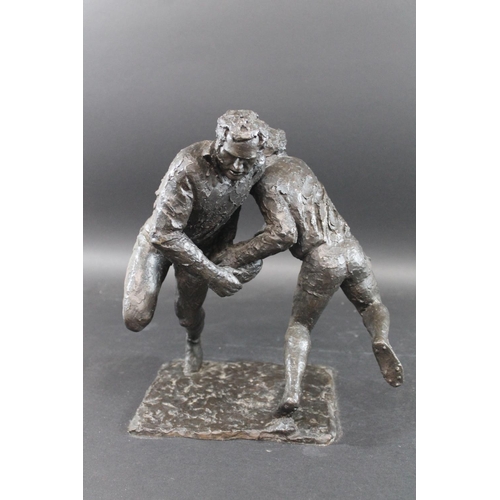 758 - JOHN BONAR DUNLOP ARBS (NEW ZEALAND 1916-1992) - LARGE BRONZE OF RUGBY PLAYERS a large bronze group ... 